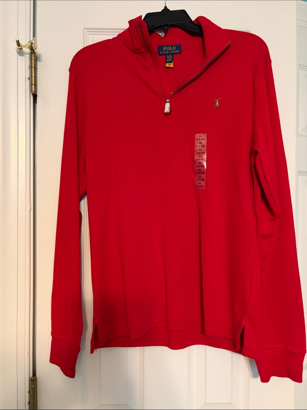 Polo by Ralph Lauren Bright Red Quarter-Zip Pullover
